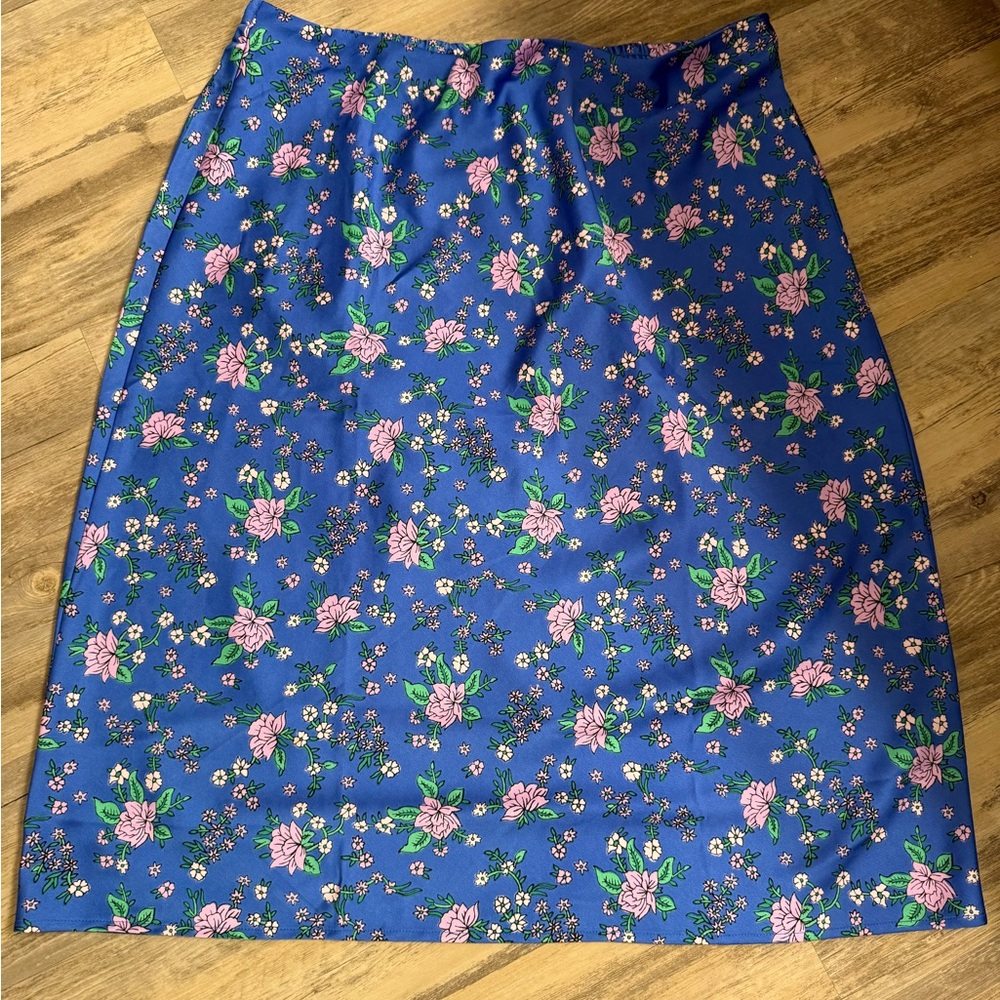 J. Crew Floral Blue Skirt